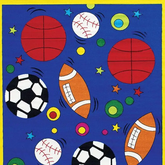 Abbey Sports-Themed 4'9" X 6'9" Area Rug For Kids’ Rooms 1