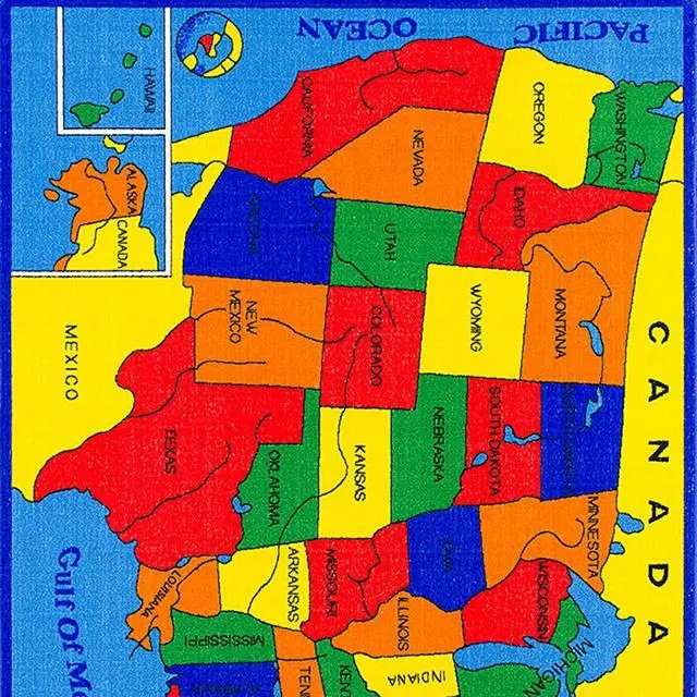 Abbey U.S. Map-Themed 5 Ft X 8 Ft Educational Area Rug 1