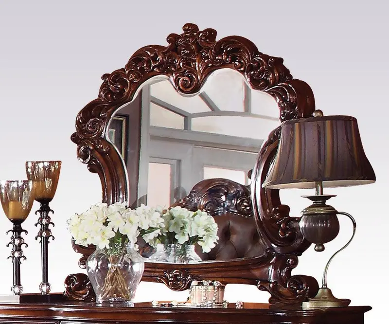 Acme Vendome Cherry Landscape Mirror – Ornately Detailed Horizontal Wall Mirror 1