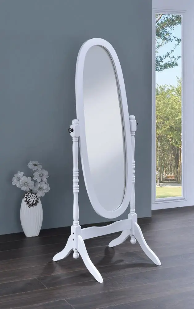 Adjustable White Cheval Mirror – Transitional Full-Body Mirror 1