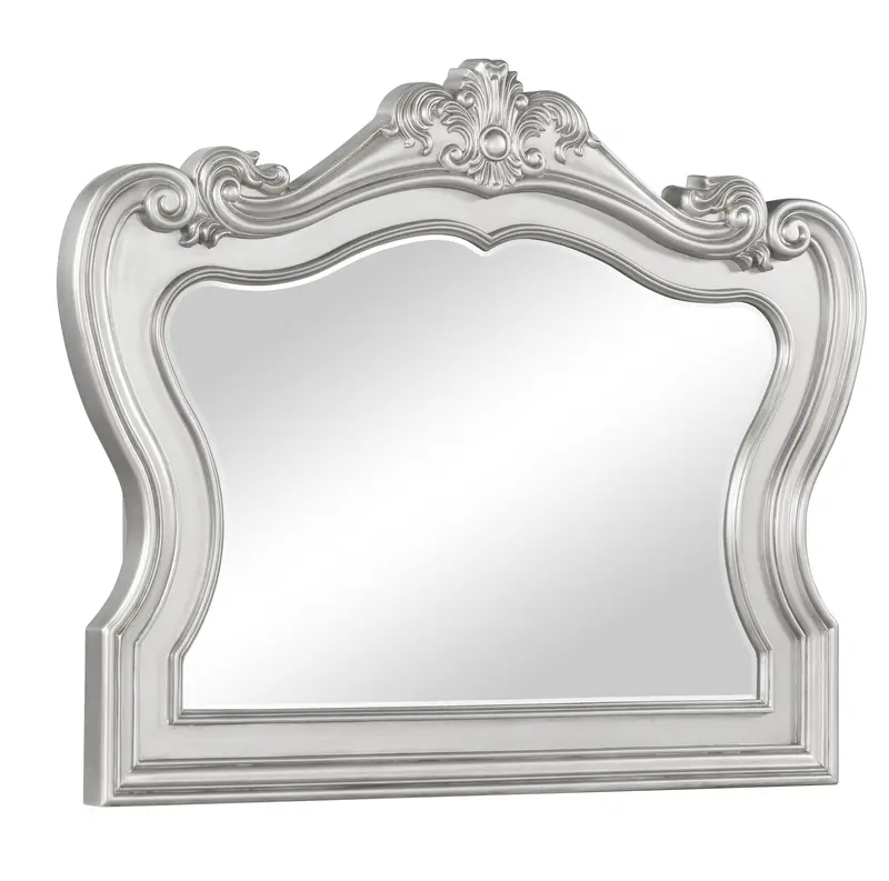 Adriana Silver Wooden Mirror – Transitional Wall Decor 1