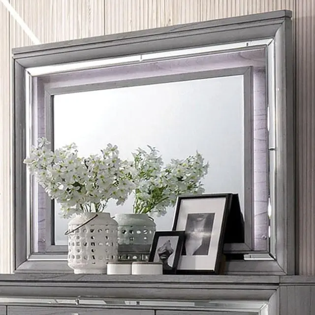 Alanis Beveled Wall Mirror In Light Gray Frame 1