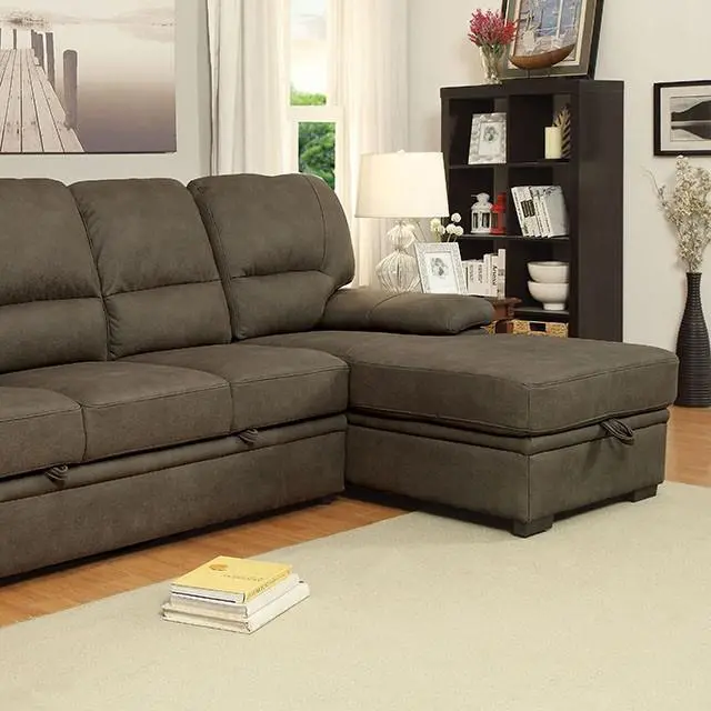 Alcester Brown And Gray Sectional Sofa With Sleeper – Ash-Finished Base 1