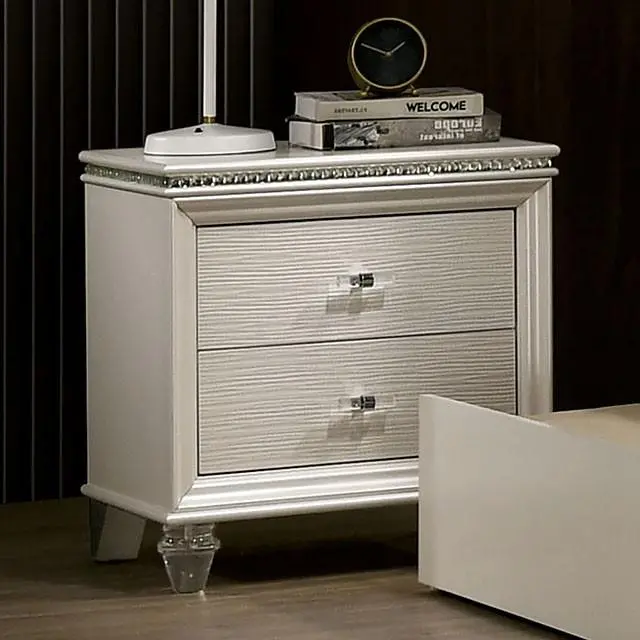 Allie Beige And Rose Gold Nightstand – Modern Bedroom Accent 1