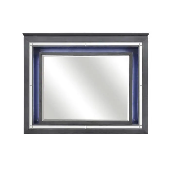 Allura Gray Wall-Mount Or Standalone Beveled Mirror 1