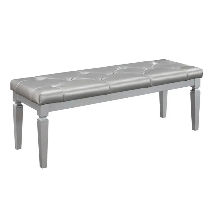 Allura Silver Upholstered Bed Bench – Elegant Footboard Seating 1