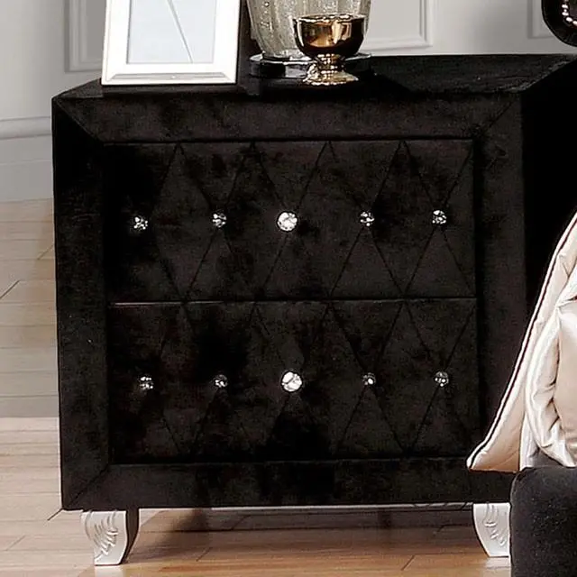 Alzire Black And Blue Nightstand – Compact Bedroom Side Table 1