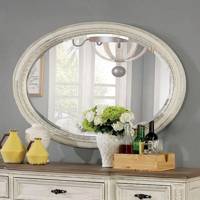 Arcadia Oval Framed Mirror – Natural Wood Tone 1