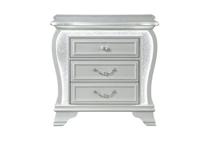 Aria Silver Nightstand Featuring Led Illumination 1