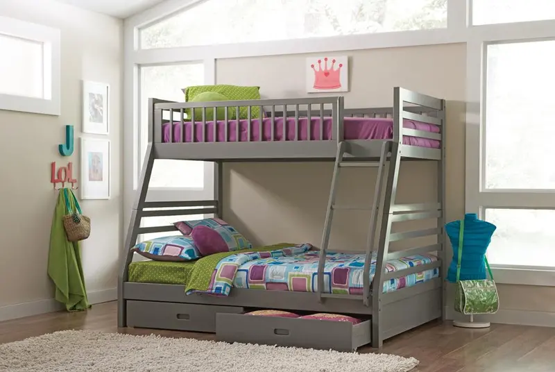 Ashton Grey Finish Twin-Over-Full Bunk Bed 1