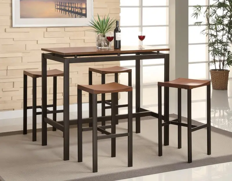 Atlas Birch Veneer Dining Table And Black Chairs – 5-Piece Set 1
