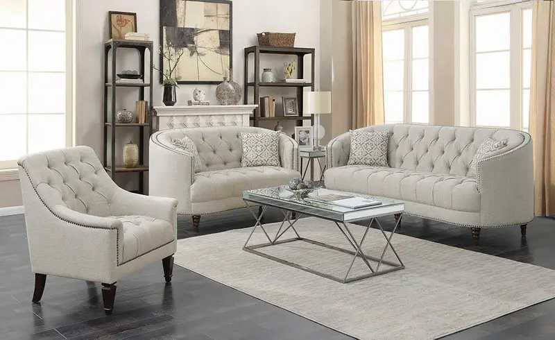 Avonlea Traditional Beige Upholstered Accent Chair 1