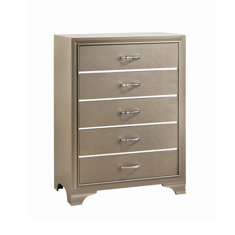 Beaumont Champagne Transitional 5-Drawer Chest Of Drawers 1