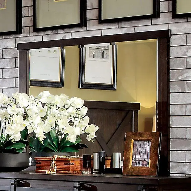 Bianca Dark Walnut Round Wall Mirror 1