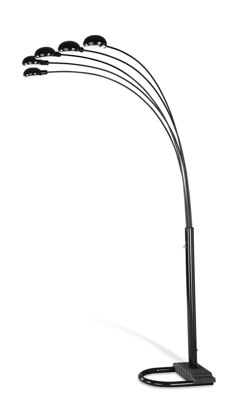 Black Metal Contemporary Floor Lamp With Adjustable Arm 1