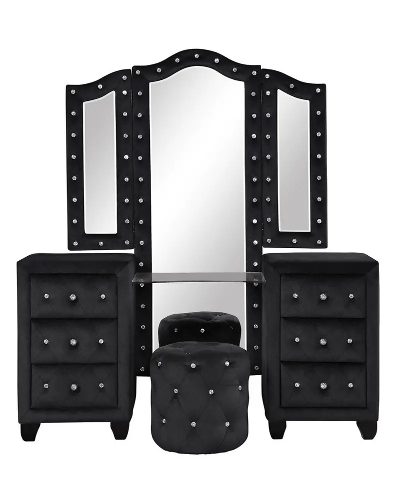 Black Modern Vanity Desk – Galaxy Home Sophia 1