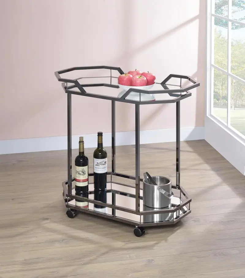 Black Nickel Serving Cart – Sleek Traditional Rolling Trolley 1