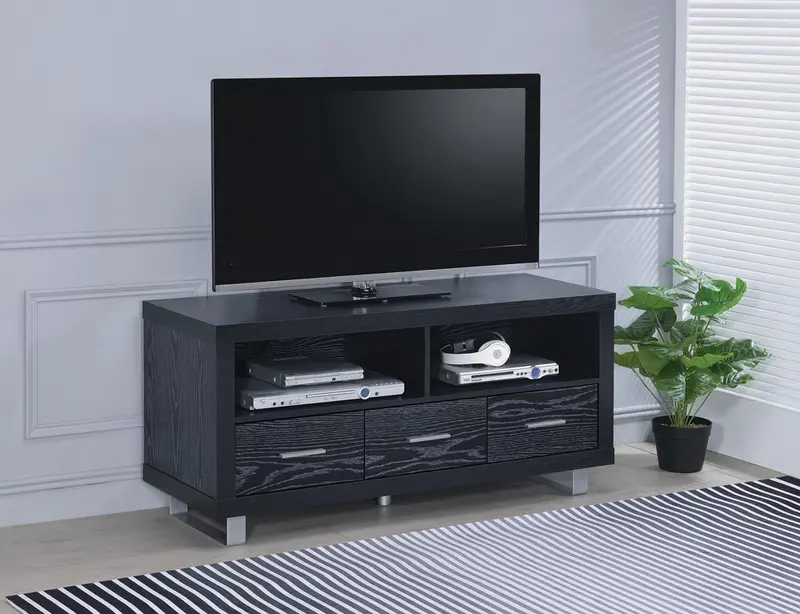 Black Oak-Finish Modern Media Cabinet 1
