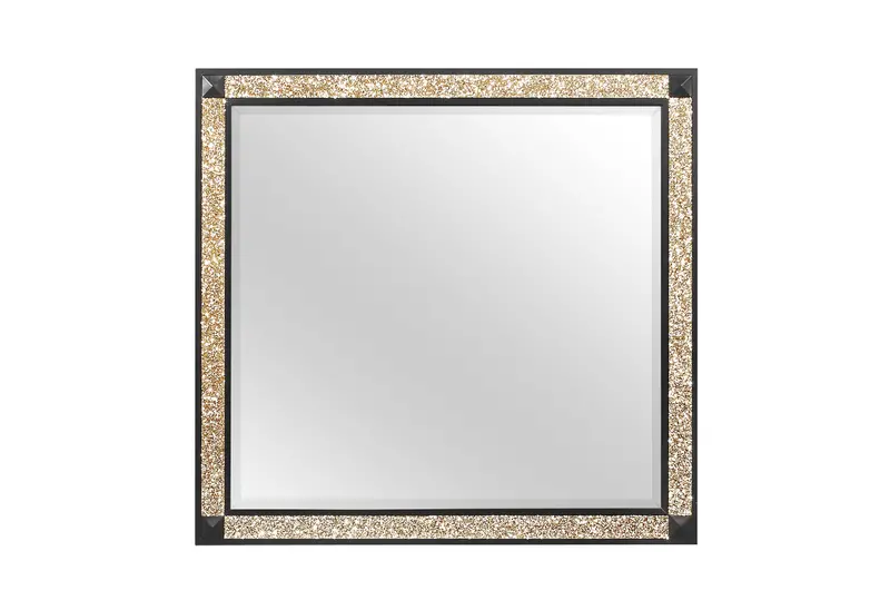 Blake Black And Gold Wall Mirror With Gold Trim 1