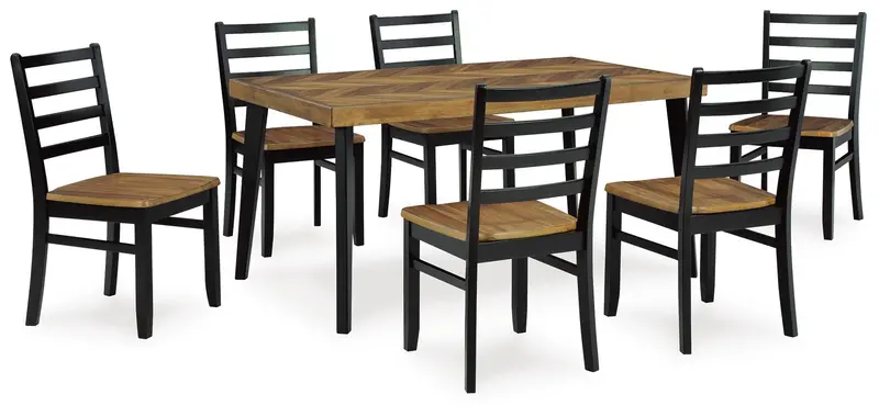 Blondon Extendable Dining Set – Table + Six Upholstered Chairs 1