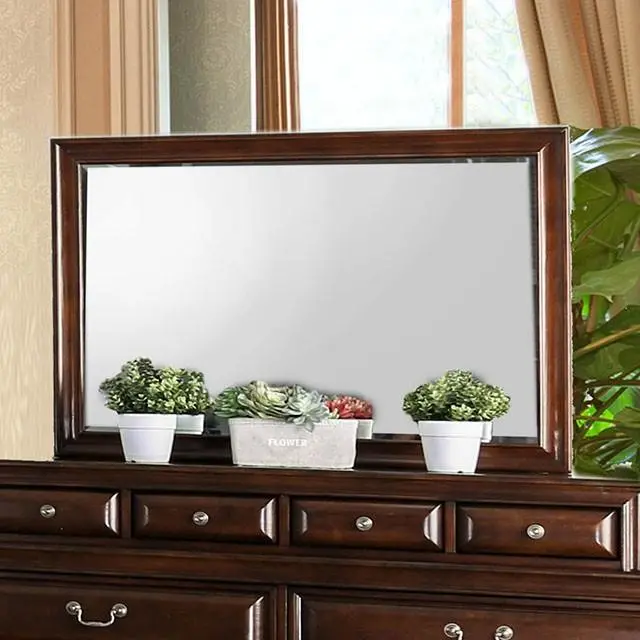 Brandt Brown Cherry Oval Wall Mirror – Warm Wood-Framed Accent 1