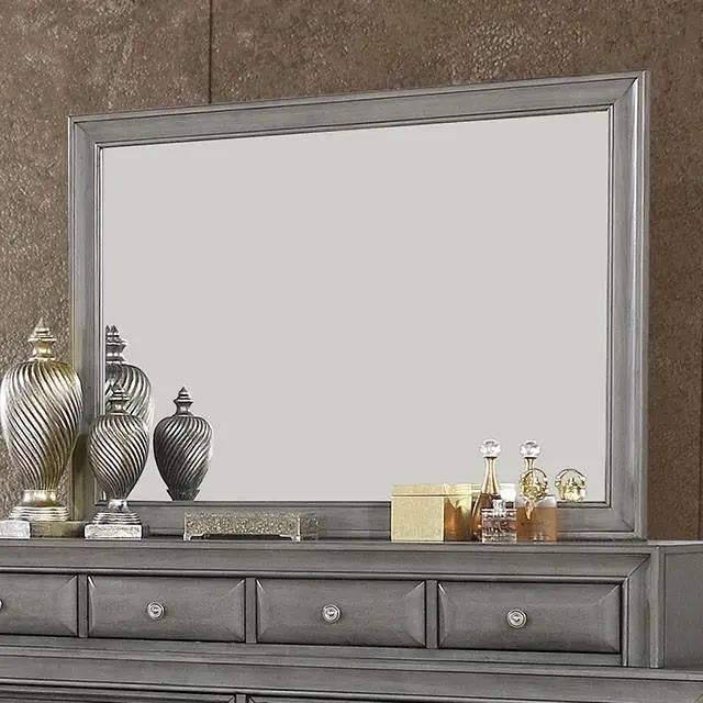 Brandt Gray Framed Wall Mirror – Contemporary Bedroom Accent 1