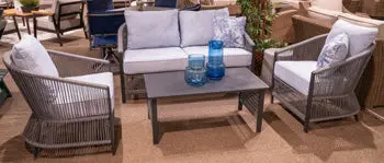 Bridges Beach Outdoor Furniture Set – Love Seat, 2 Chairs, And Table (4-Piece) 1