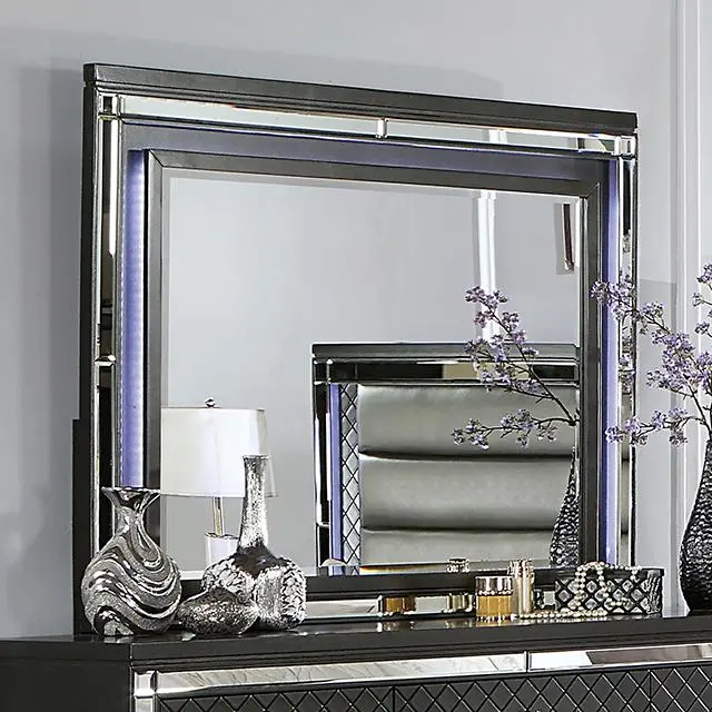 Calandria Led Backlit Wall Mirror In Sleek Gray Finish 1