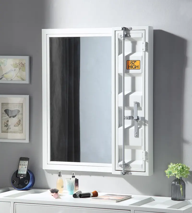 Cargo White Vanity Mirror With Beveled Edge 1