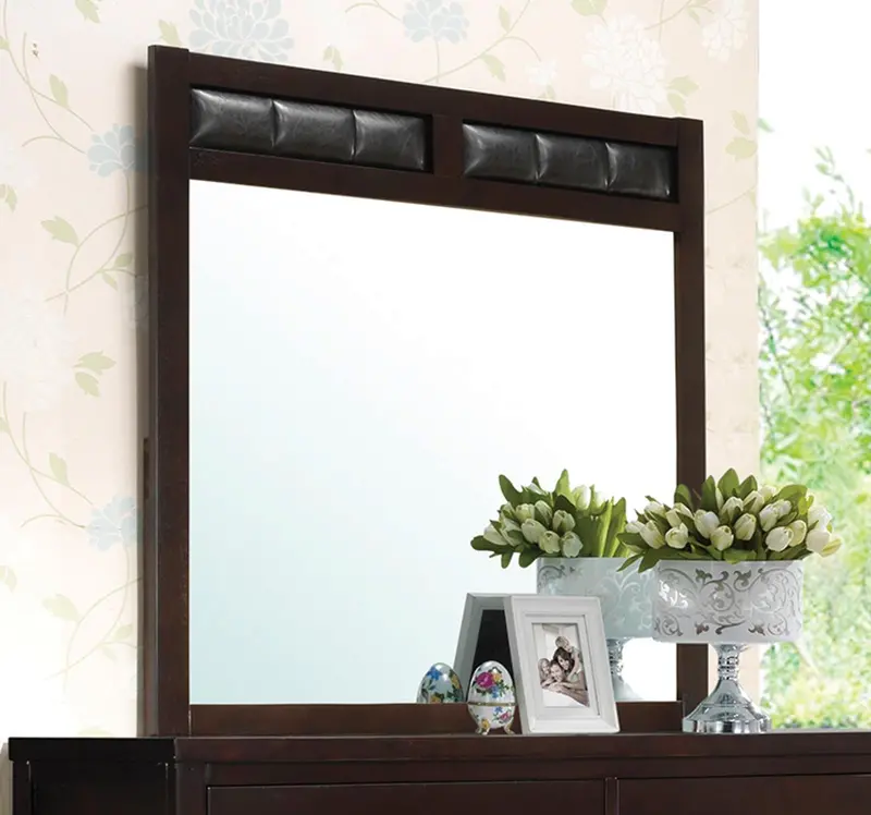 Carlton Black Upholstered Dresser-Mounted Mirror 1