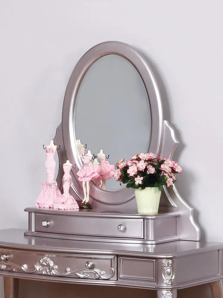 Caroline Lilac Metallic Oval Vanity Mirror 1