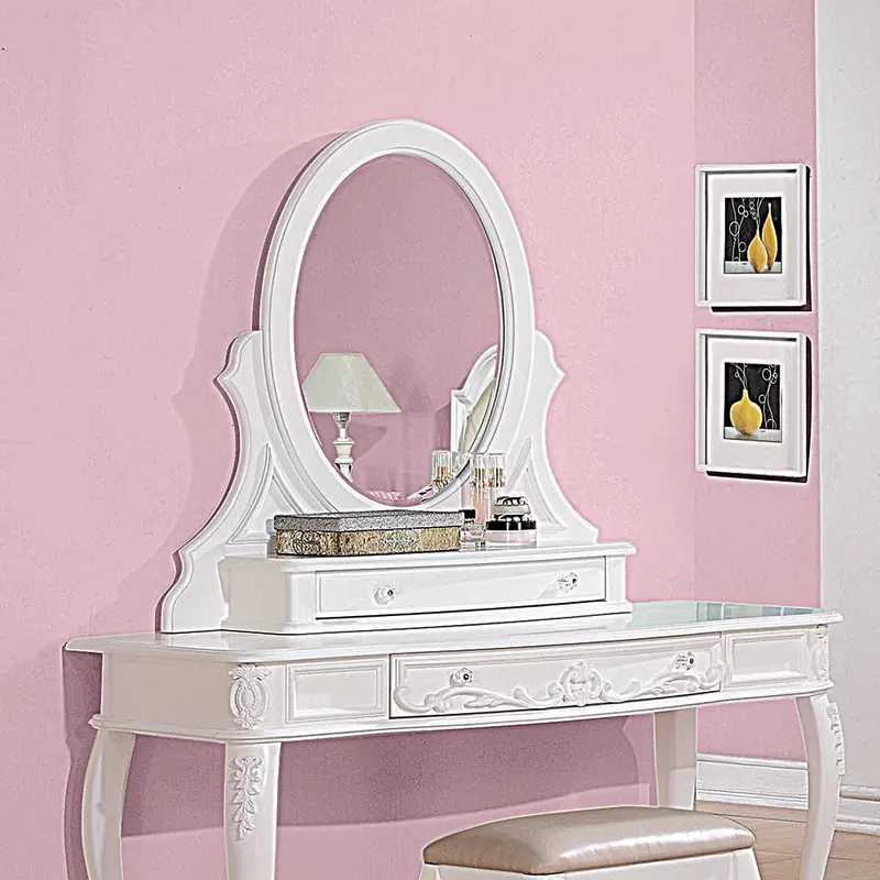 Caroline White Vanity Mirror With Beveled Edge 1