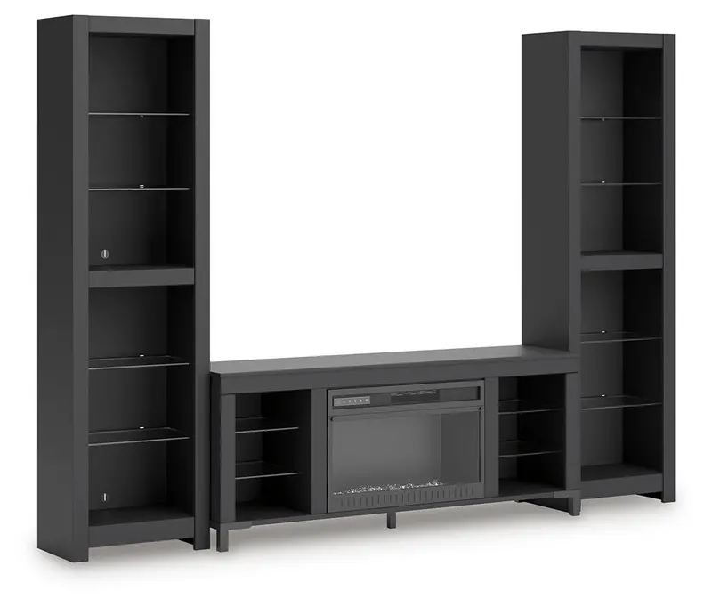 Cayberry Wall-Mounted Entertainment Center With Built-In Fireplace 1