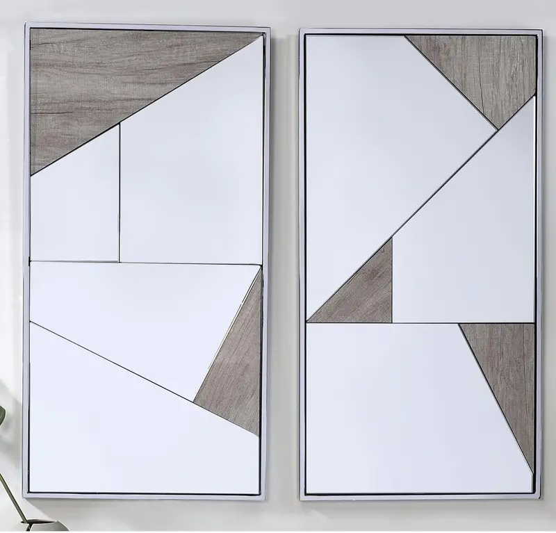 Chafik Wall-Mounted Accent Mirror With Mirrored Panels And Chrome Frame 1