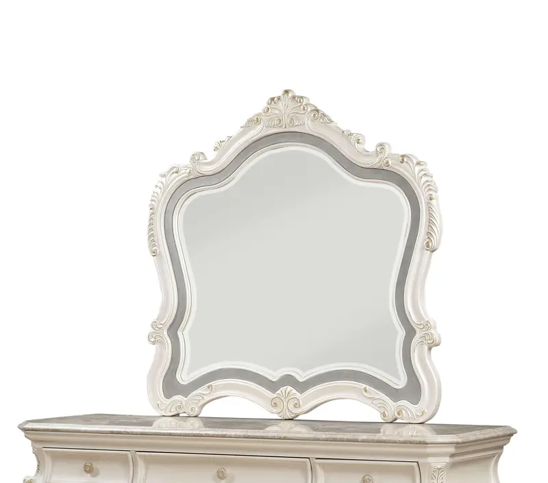 Chantelle Pearl White Wall Mirror With Sleek Frame 1