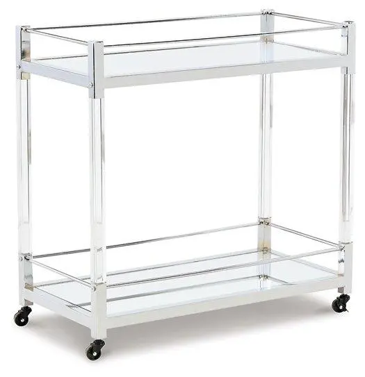 Chaseton Rolling Bar Cart – Stainless Steel & Wood Construction 1