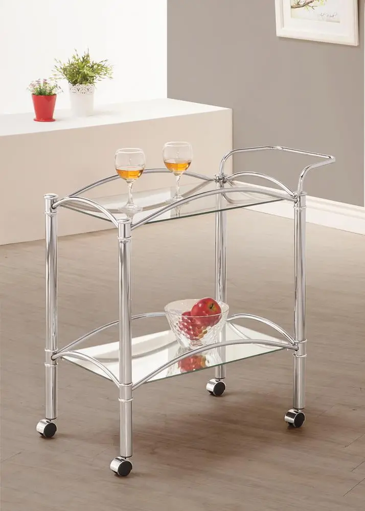 Chrome And Glass Serving Cart – Traditional Style 1