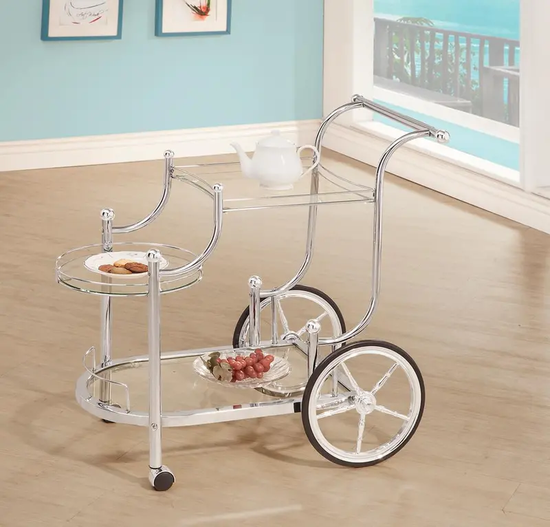 Chrome Serving Cart With Classic Design 1