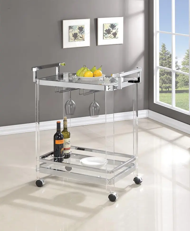Clear Acrylic And Chrome Traditional Serving Trolley 1
