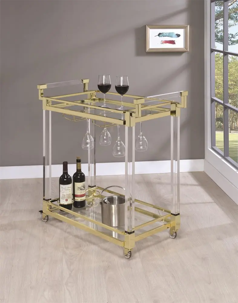 Clear Acrylic Serving Cart – Modern Bar Or Kitchen Trolley 1