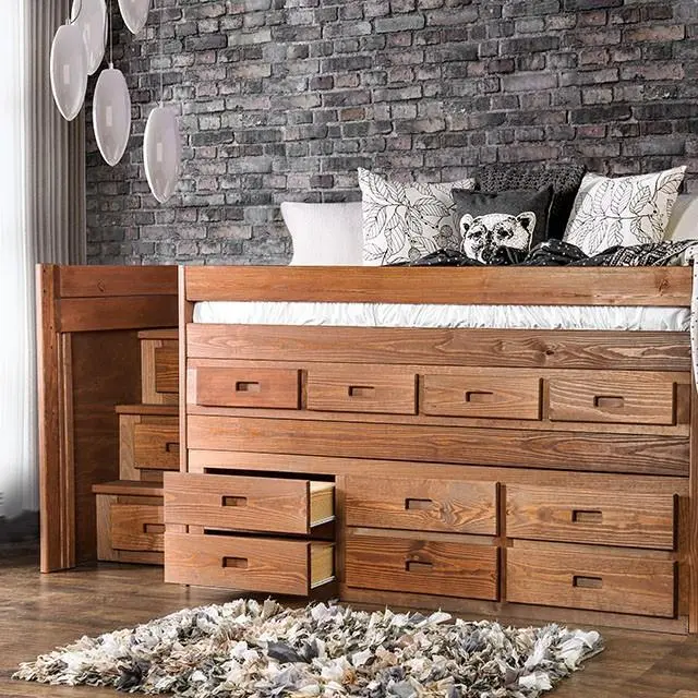 Cleo Twin-Size Captain Bed With Built-In Drawers 1