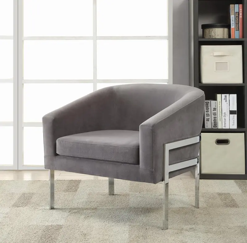 Contemporary Grey Fabric Accent Chair – Stylish & Versatile 1