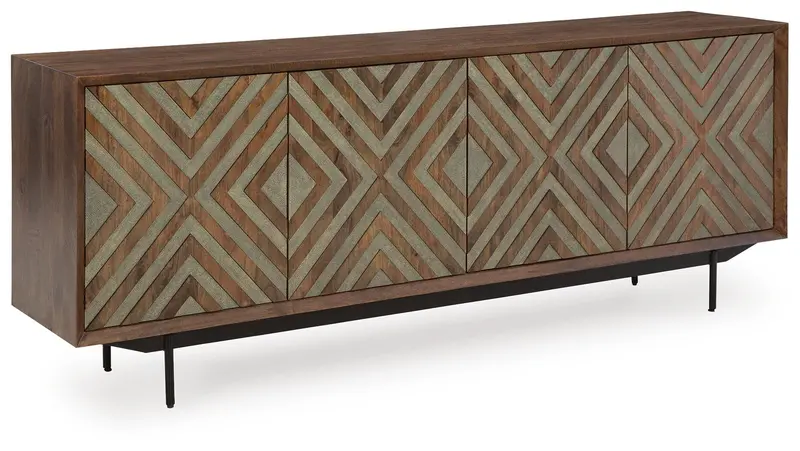 Dreggan Two-Tone Accent Cabinet With Glass Doors 1