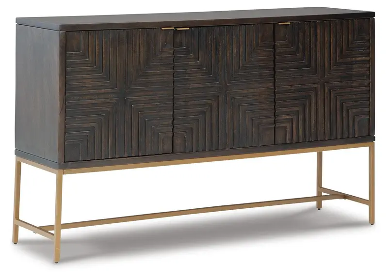 Elinmore Slatted Wood Accent Cabinet With Storage 1