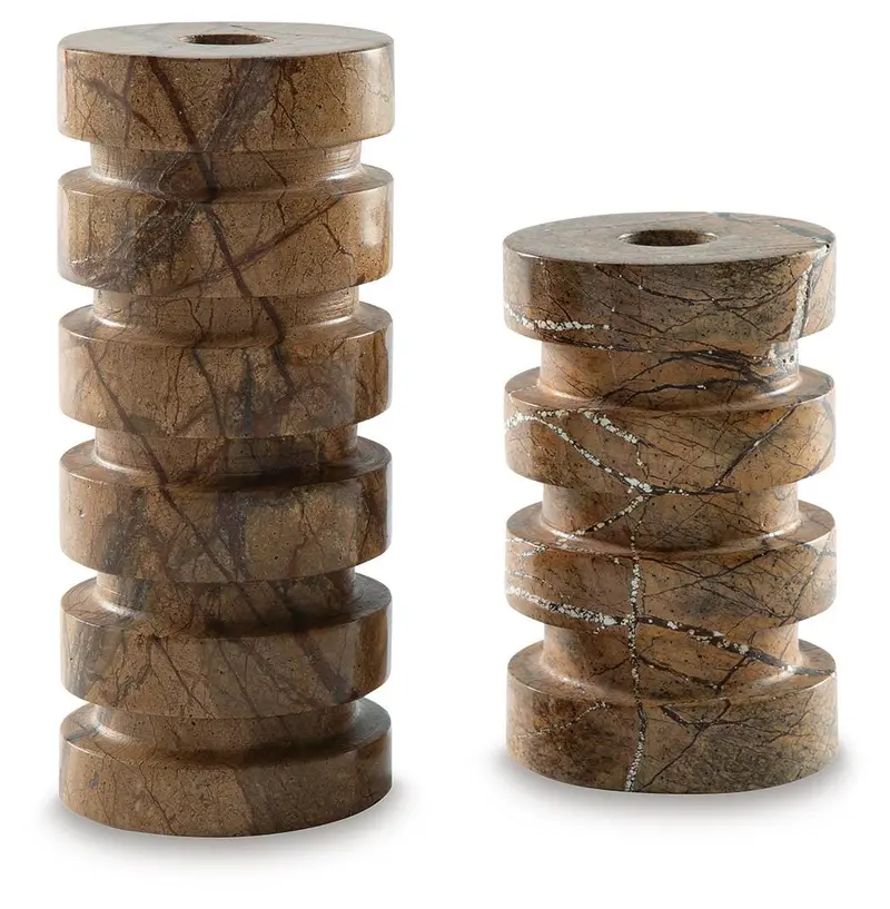 Emsleyfield Ceramic And Wood Candle Holder Set – Pair 1
