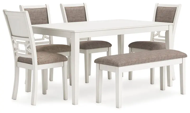 Erinberg Extendable Dining Set – Table, 4 Chairs + Bench 1
