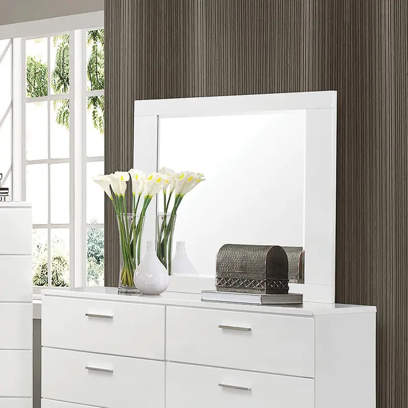 Felicity Glossy White Full-Length Dresser Mirror – Sleek Contemporary Accent 1