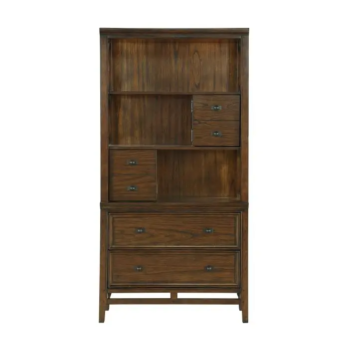 Frazier Brown Cherry Bookcase – Modern Wooden Shelving Unit 1