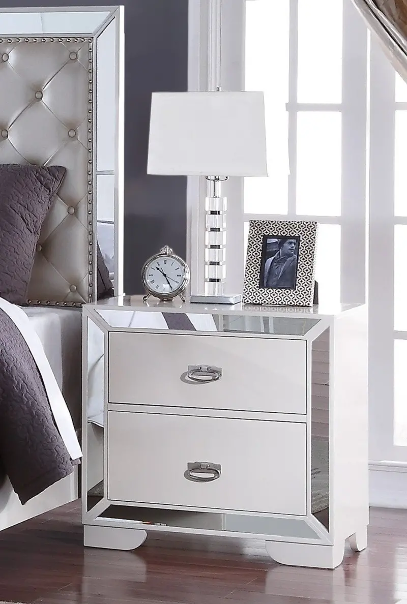 Gloria Nightstand In Pearl White Finish 1