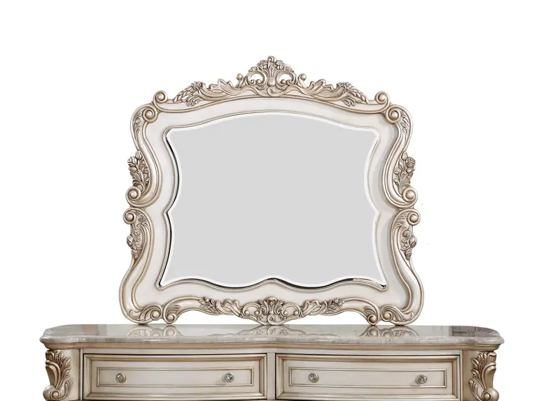 Gorsedd Ornate Antique White Wall Mirror With Classic Framing 1